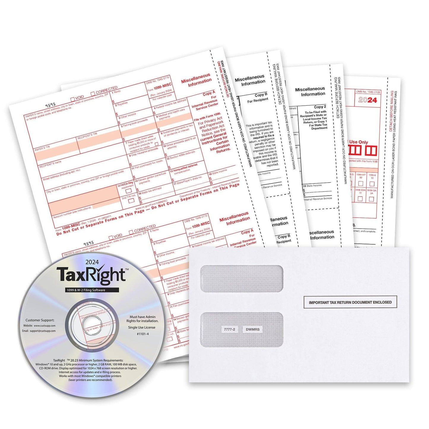 2024 Blue Summit Supplies Tax Forms, 1099 MISC 4 Part Tax Forms Bundle with Software and Self Seal Envelopes, 25 Pack