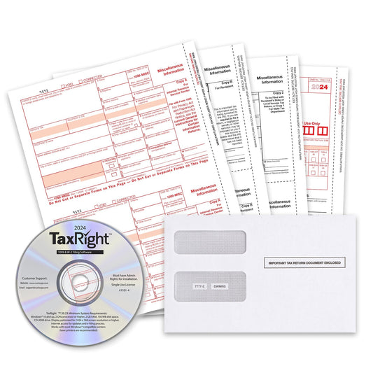 2024 Blue Summit Supplies Tax Forms, 1099 MISC 4 Part Tax Forms Bundle with Software and Self Seal Envelopes, 25 Pack