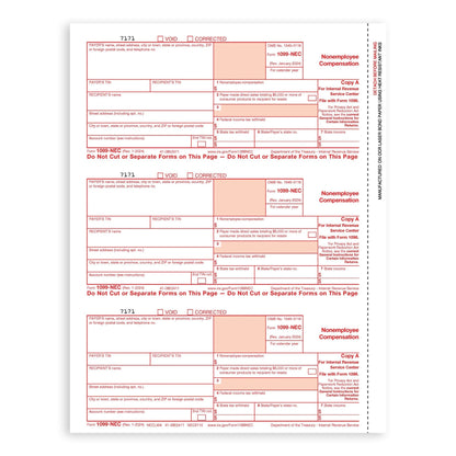 2024 Blue Summit Supplies Tax Forms, 1099-NEC 4-Part Tax Form KIT, 25-Pack