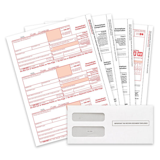 2024 Blue Summit Supplies Tax Forms, 1099-NEC 4-Part Tax Form BUNDLE, 50-Pack